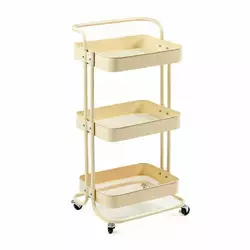 Етажерка мобільна триярусна універсальна з металу 45х37х82см Кремова SW-00002105 Етажерка мобільна триярусна універсальна з металу 45х37х82см Кремова SW-00002105