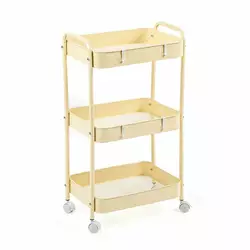 Етажерка мобільна триярусна универсальная з металу 45х30х78см Кремова SW-00002113 Етажерка мобільна триярусна универсальная з металу 45х30х78см Кремова SW-00002113