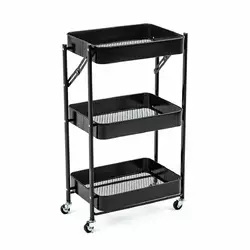 Етажерка мобільна триярусна універсальна з металу 46,5х29х77,5см Чорна SW-00002099 Етажерка мобільна триярусна універсальна з металу 46,5х29х77,5см Чорна SW-00002099