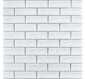 Самоклеюча 3D панель 700х770х5мм Біла цегла смужка срібло (100-5) SW-00000753 Самоклеюча 3D панель 700х770х5мм Біла цегла смужка срібло (100-5) SW-00000753