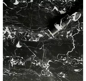 Самоклеюча плівка чорний мармур з білим 0,45х10мх0,07мм (2016-1)